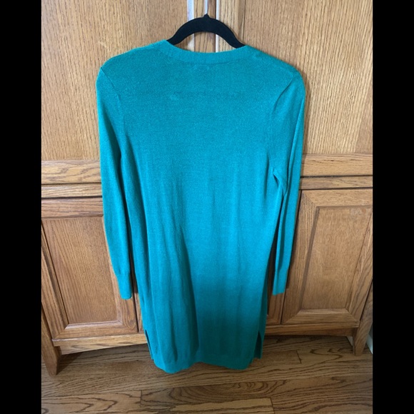 Halogen Long Bright Green Linen Cardigan Sz XS - Picture 2 of 4